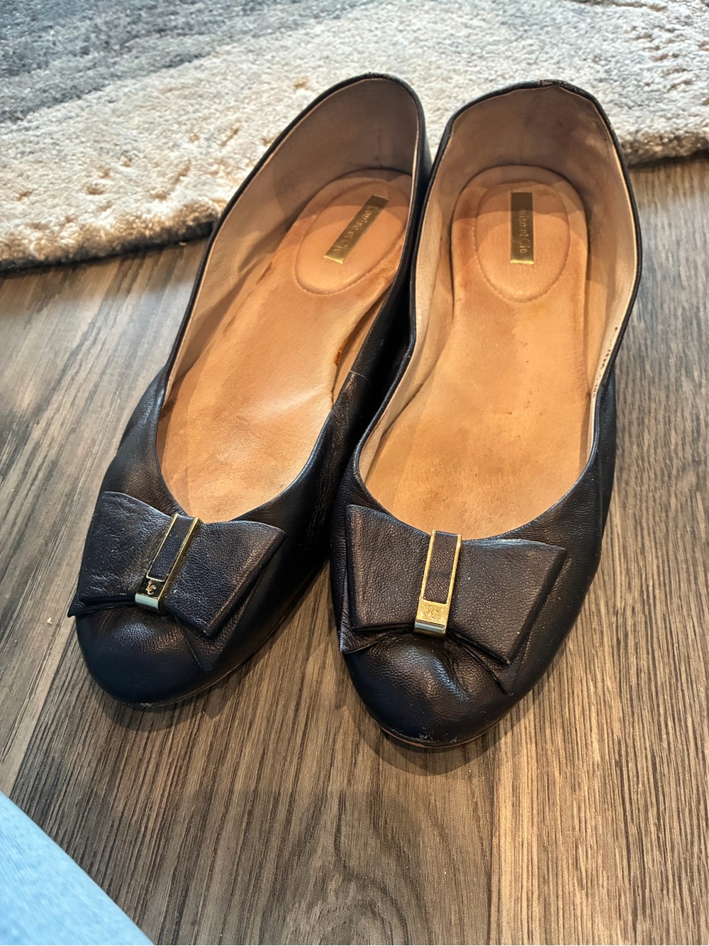 Louise et Cie Black Bow Leather Ballet Flats